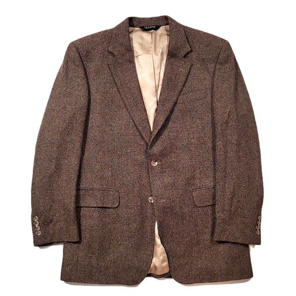 JoS A Bank Lambswool Cashmere Sport Coat Mens 44L 44 Brown Patterned Blazer - Picture 1 of 8